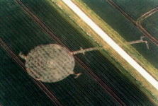 Crop circle created by lightning with underground pipes